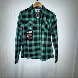 NWT Rare Dixxon Teal, Black, and Purple Women’s Plaid Flannel Medium